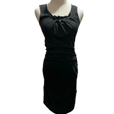 Prada Womens Sleeveless Runway Ruched Sheath T-Shirt Dress Black Size Medium  - Image 1 of 4