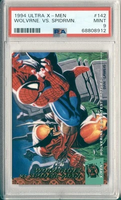 Wolverine vs Spider-Man #142 – 1994 Fleer Ultra X-Men – PSA 9 Mint – Dan Lawlis - Image 1 of 2