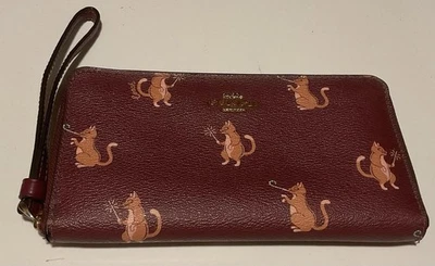 Cartera de cuero borgoña pulsera gato fiesta COACH Foto 1 de 4
