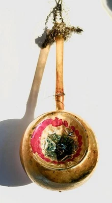 Adorno de Navidad de vidrio muy antiguo - Envuelto en alambre con doble sangría Foto 1 de 4