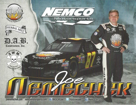 2013 JOE NEMECHEK NEW AM FM ENERGY D.A.B. CONTRACTORS #87 NASCAR SPRINT POSTCARD Cover