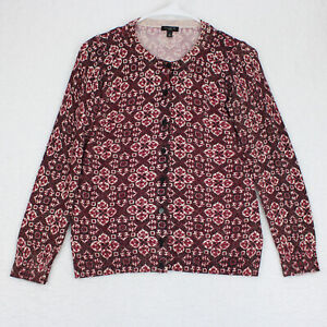 Talbots Stretch Knit Button-Up Cardigan Petite Size PS  Metallic Red