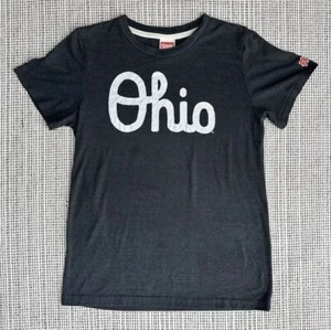 Homage Script Ohio Youth 12 Dark Gray Graphic T Shirt Short Sleeve Made In USA - Picture 1 of 13
