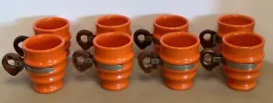 MCM Metlox Poppytrail Tazzine da Caffè/Tè in Ceramica Uranio Arancione con Manici Set di 8 - Foto 1 di 11