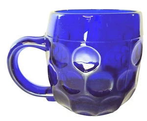 New Martinsville Glass Cobalt Blue Mug Beer Coffee Tea Thumbprint c.1930s OBO - Picture 1 of 6