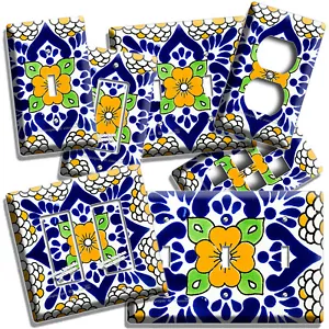 MEXICAN YELLOW TALAVERA TILE LOOK LIGHT SWITCH OUTLET PLATES KITCHEN FOLK DECOR - Picture 1 of 34