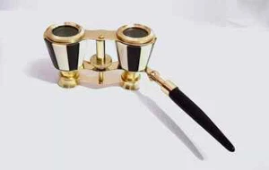 Antique Brass Opera Glasses Binocular  Mother of Pearl & Fittings France - Picture 1 of 7