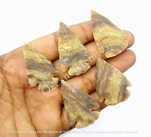 Natural Yellow Jasper Arrowhead Stone, 4 Piece, Loose Gemstone Cabochon Lot - Picture 1 of 9