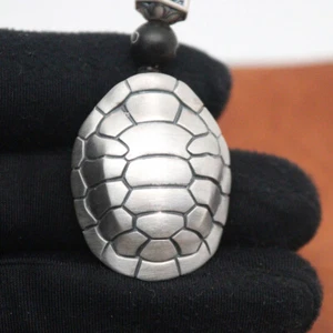 Real 999 Pure Silver Pendant For Women Men Turtle shell Key Chain 1.3inch/22.31g - Picture 1 of 7