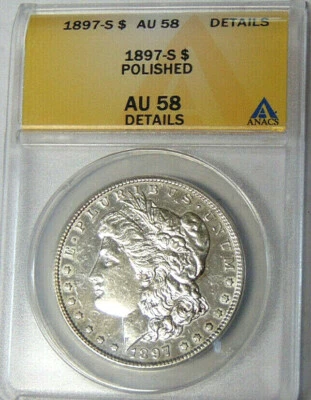 ANACS AU58 Detail 1897-S Morgan Silver Dollar San Francisco Mint - Image 1 of 4