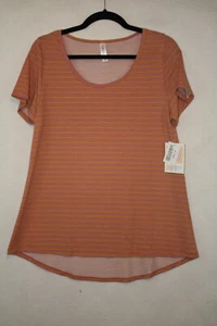 Neu mit Etikett LuLaRoe Größe M klassisches T-Shirt orange gelb Nadelstreifen Print - Bild 1 von 4