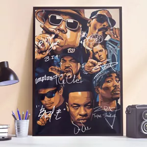 Rap Legends Notorious Big Snoop Dogg Ice Cube Eminem Tupac Signature Poster,Gift - Picture 1 of 7
