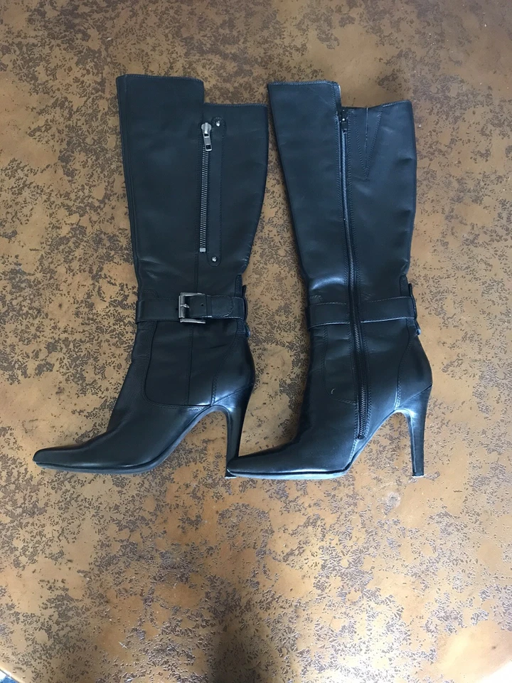 Nine West Leather Zip women boots high heels black size 5 - Image 1 of 3