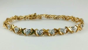 DBJ Jasco Designs Gold über Sterlingsilber X Herz Diamant 7" Tennisarmband - Bild 1 von 9