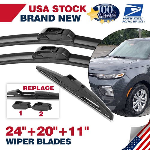 Natural Rubber Windshield Wiper Blades OEM Direct 24"20"11" Set for