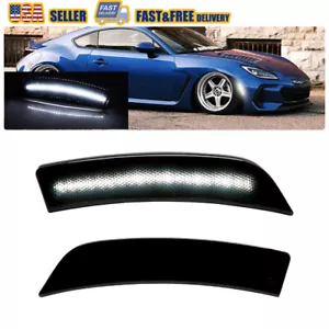 2x Smoked Lens White Full LED Side Marker Lights For 22+ Subaru BRZ Toyota GR86 - Picture 1 of 17