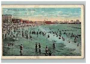 1926 Post Card Beach Scene In Southern California Posted S H Kress & Co Swimming - Picture 1 of 2