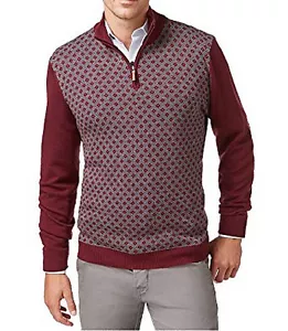NUEVO SUÉTER SUÉTER PARA HOMBRE TASSO ELBA PORT COMBO MEDIA CREMALLERA PATRÓN DIAMANTE $75 - Imagen 1 de 3