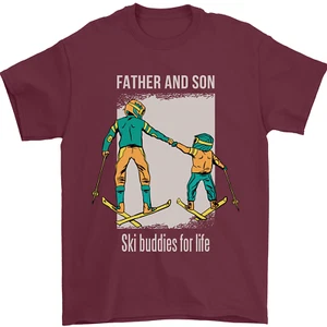 Skifahren Vater & Sohn Ski Freunde Vatertag Herren 100% Baumwolle - Picture 1 of 105