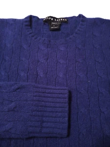 Ralph Lauren BLACK LABEL Round Neck 100% CASHMERE (L CABLE-KNIT Sweater SLIM FIT - Picture 1 of 6