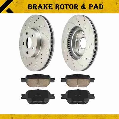 Rotores perforados con almohadillas de cerámica delanteras para Toyota Celica 2000-05; Scion tC 2005-10 Foto 1 de 4