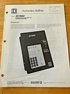 Square D, Instruction Bulletin Sy/Max Class 8010, 30598-163-02 - Picture 1 of 4