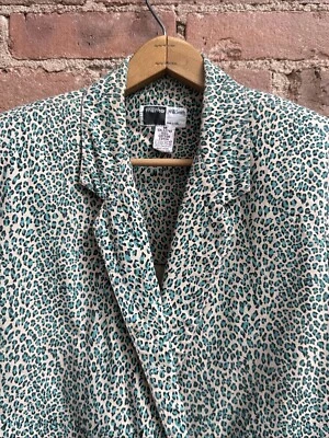 Chaqueta para mujer WilliWear Willi Smith vintage, talla mediana, guepardo turquesa, años 80 Foto 1 de 4