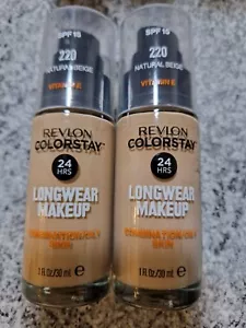 2 x NATURAL BEIGE REVLON COLORSTAY FOUNDATION 24Hrs 30ml - Picture 1 of 7