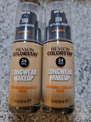 2 x NATURAL BEIGE REVLON COLORSTAY FOUNDATION 24Hrs 30ml - Image 1 of 4
