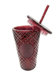 NEU Starbucks Nieten rubinrot Becher kalte Tasse Grande Eiskaffee (16oz) - Bild 1 von 10