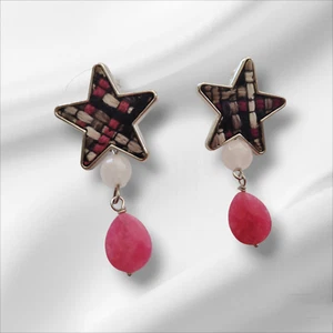 Orecchini quarzo rosa e giada rubino mod. "Stella" - Foto 1 di 1