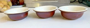 Hall China Brown Glaze Berry Bowls 5.25 in Set of 3 - Picture 1 of 5