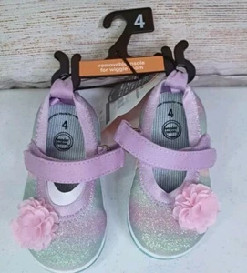Wonder Nation Toddler Baby Girls Pink Glitter Mary Jane Shoes Sneakers Size 4 - Picture 1 of 4
