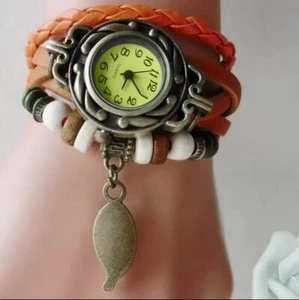 Orange Boho Multistrand Bracelet with Watch Wristband Girls Women Gift Birthday - Picture 1 of 3