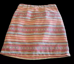 WOMENS SKIRT SIZE MEDIUM MED SOUTHWEST AZTEC TRIBAL PATTERN WOVEN COTTON ORANGE - Picture 1 of 7