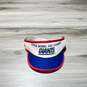Vintage New York Giants Super Bowl XXI Champs Visor Hat Cap White Blue 90s EUC - Picture 1 of 2