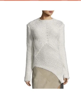 New Narciso Rodriguez 100% Cashmere Asymmetric Pullover Sweater Small White - Picture 1 of 8