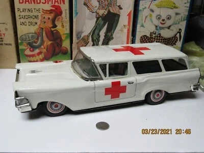 AMBULANCE TIN FRICTION 14 INCHES ATC JAPAN EXC WORKS 1950's - Image 1 of 4
