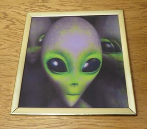 Holographic Alien UFO Framed Wall Art 5-1/2" x 5-1/2", 6" x 6" including frame - Picture 1 of 4