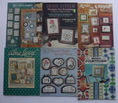Vintage Cross Stitch Pattern books / booklets Lot of 6 Mini Country Samplers - Image 1 of 4