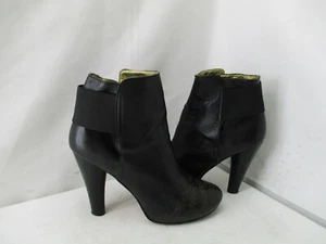 Cynthia Vincent Black Leather High Heel Ankle Boots Womens Size 8 - Picture 1 of 9