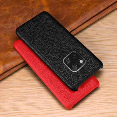 Cubierta protectora trasera de lichi grano cuero real para Huawei Mate 20 Lite Pro X RS Foto 1 de 4