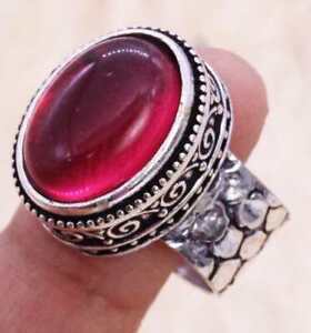 Red Onyx Art Piece 925 Silver Plated Handmade Ring of US Size 6