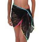 Womens Beach Sarongs Sheer Cover-ups Lace Tassel Bikini Wrap Skirt For Swimwear
