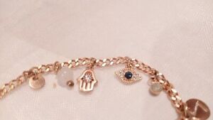 Rose Gold Plated Bracelet with 5 Petite Trinkets (6 Natural Zircons)