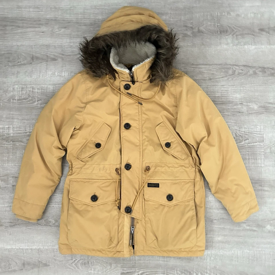 Chaqueta de plumón ABERCROMBIE & FITCH Ultra Parka dorada amarilla para hombre talla grande acolchada Foto 1 de 4
