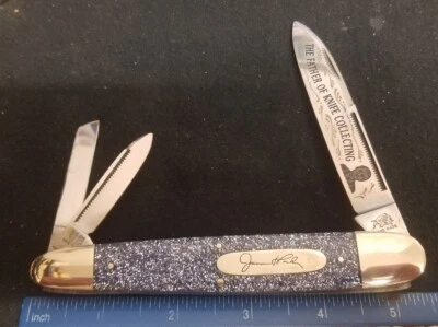 Cuchillo Whittler anglosajón Jim Parker marca Bulldog, asas brillantes púrpuras = Foto 1 de 4