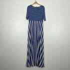 Matida Janes Short Sleeve Women L Maxi Dress Striped Stretch Cotton Blend Pocket
