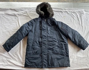 Vintage 1970s Sears Faux Fur Trim Snorkel Multi Pocket Coat Jacket 44 CLEAN - Picture 1 of 23