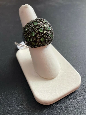 PHILLIP GAVRIEL STERLING SILVER GREEN GEMSTONE RING SIZE 7 - Image 1 of 4